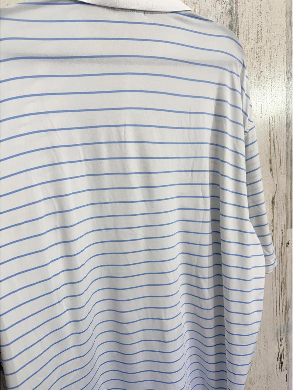 Peter Millar Polo Shirt Men's XL White Blue Stripe Performance Transmiss Logo - Picture 13 of 14